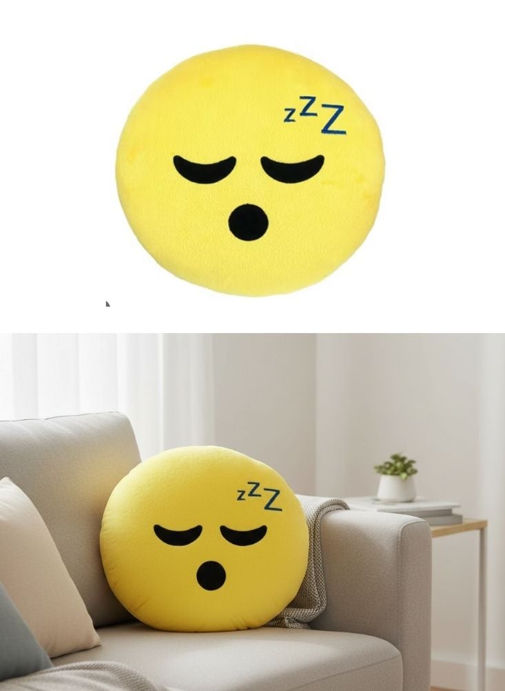 Premium Yellow Emoji Plush Cushion – Sleeping Face Emoji Pillow with Zzz Design - Image 1